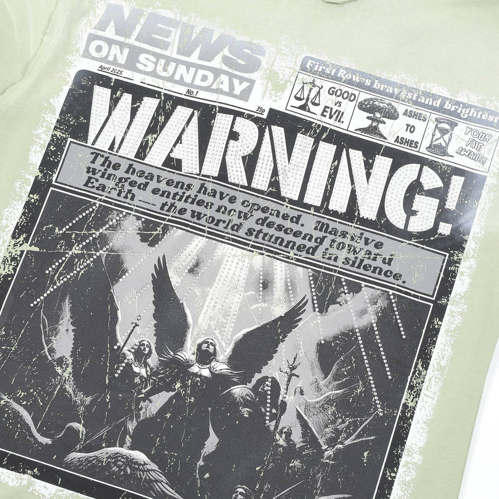 FIRST ROW Breaking News Warning From Heaven Cropped T-Shirt